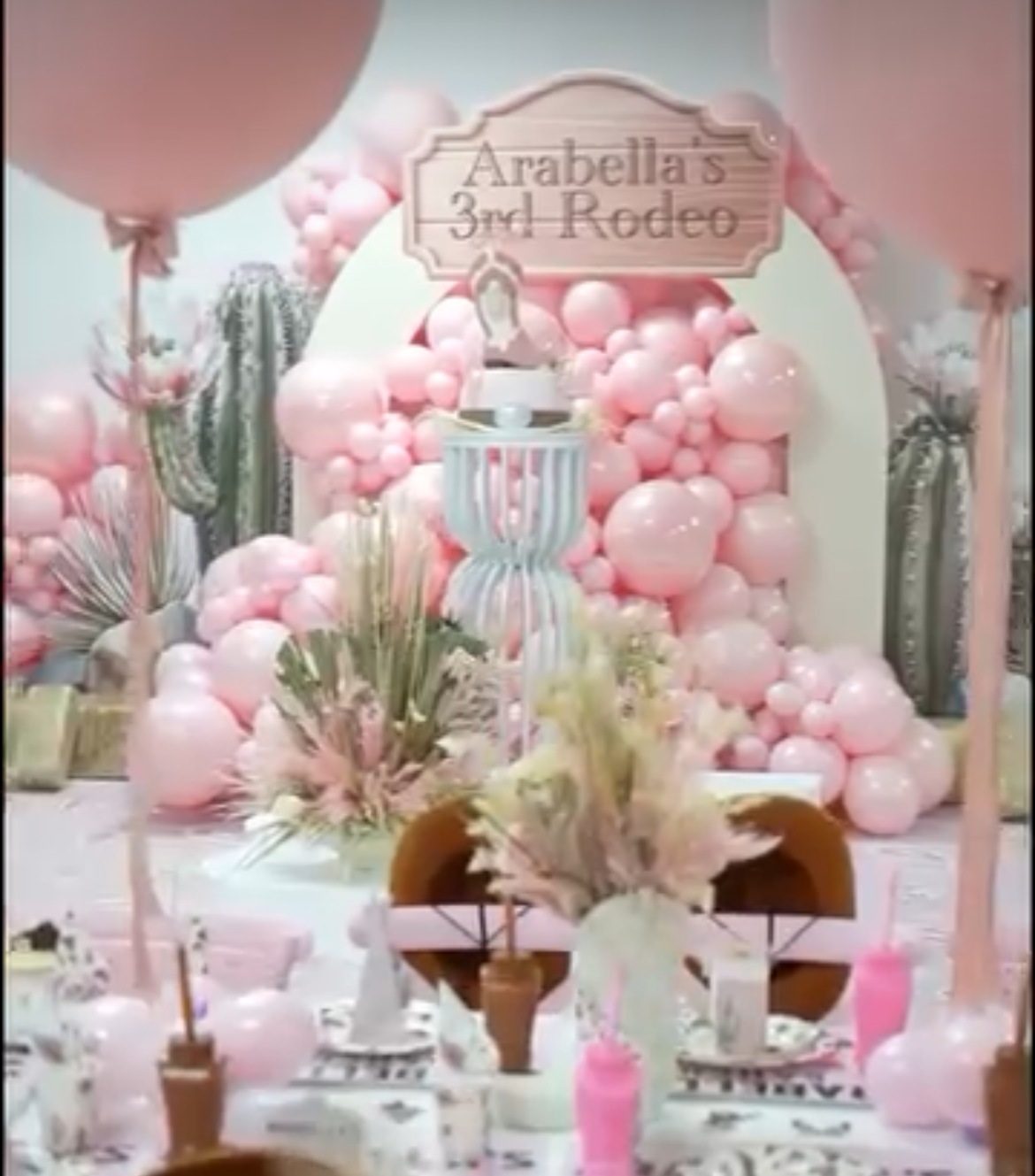 Pink themed celebration tablescape